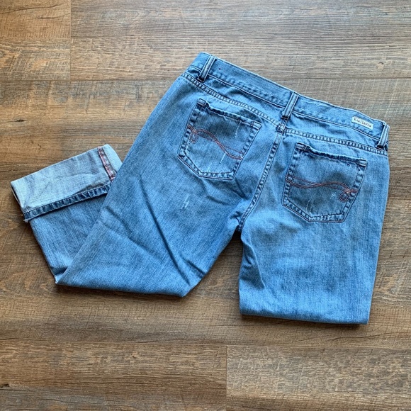 Kali Denim Women's Blue Jeans Size 13  Distressed Cropped Cuffed Jeans - Picture 3 of 4